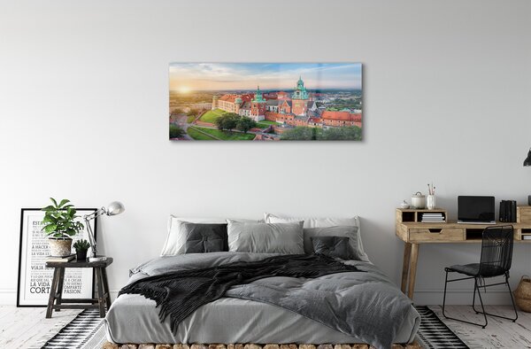 Tablouri pe sticlă castel Cracovia panorama răsărit de soare