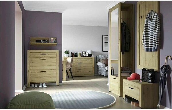 Dulap hol SAPORI, stejar navarra, PAL laminat, 60x36x217 cm
