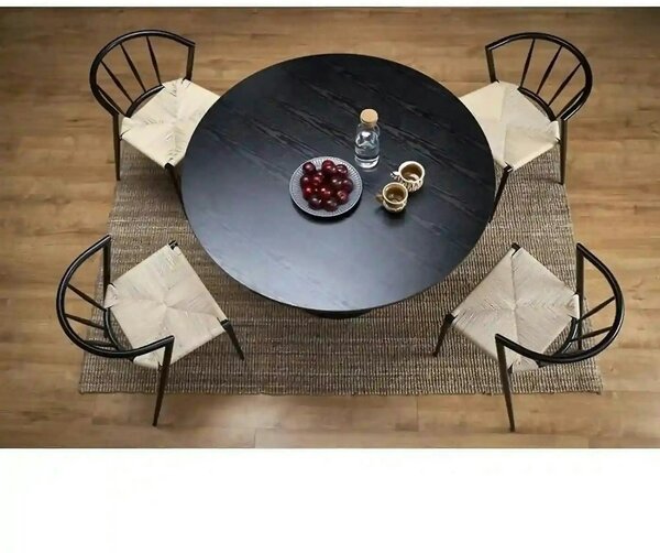 Masa de bucatarie rotunda GINTER, negru, 120x120x77 cm