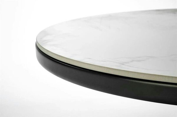 Masuta cafea GENESIS, alb cu efect de marmura/nuc/auriu, ceramica/otel