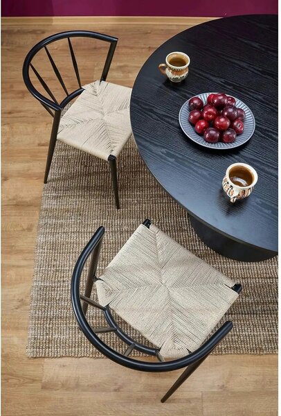 Masa de bucatarie rotunda GINTER, negru, 120x120x77 cm