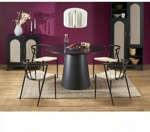 Masa de bucatarie rotunda GINTER, negru, 120x120x77 cm