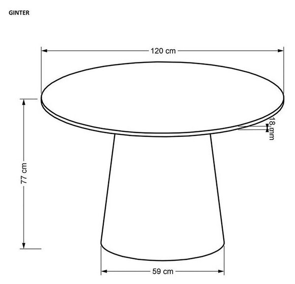 Masa de bucatarie rotunda GINTER, negru, 120x120x77 cm