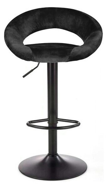 Scaun bar H102, negru, stofa catifelata/otel, 53x48x78/100 cm