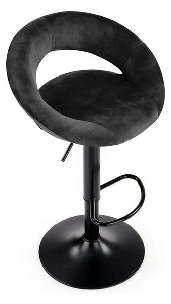 Scaun bar H102, negru, stofa catifelata/otel, 53x48x78/100 cm