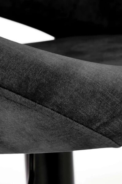 Scaun bar H102, negru, stofa catifelata/otel, 53x48x78/100 cm