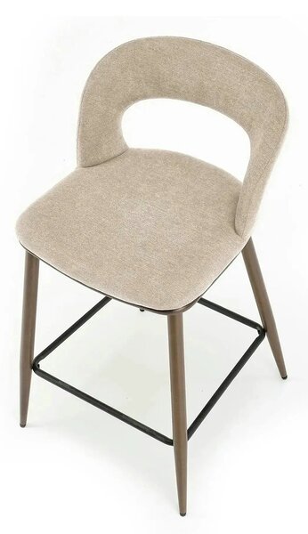 Scaun de bar bej H114, stofa clasica/otel, 48x52x92 cm
