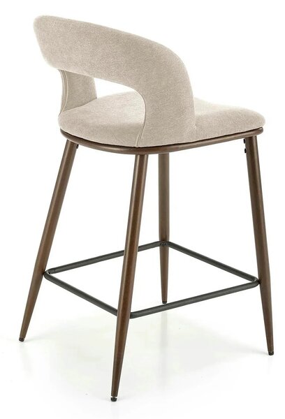 Scaun de bar bej H114, stofa clasica/otel, 48x52x92 cm