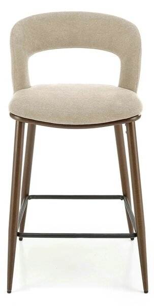 Scaun de bar bej H114, stofa clasica/otel, 48x52x92 cm