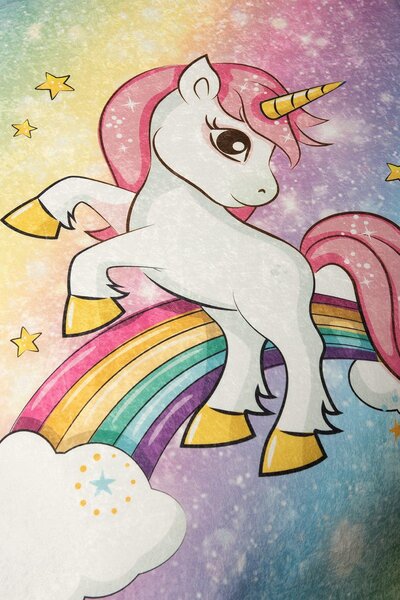 Covor de Copii Flying Unicorn, Multicolor (diverse dimensiuni)
