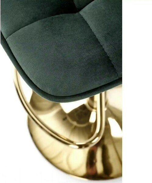 Scaun de bar auriu/verde H120, stofa catifelata/otel, 43x44x84/106 cm