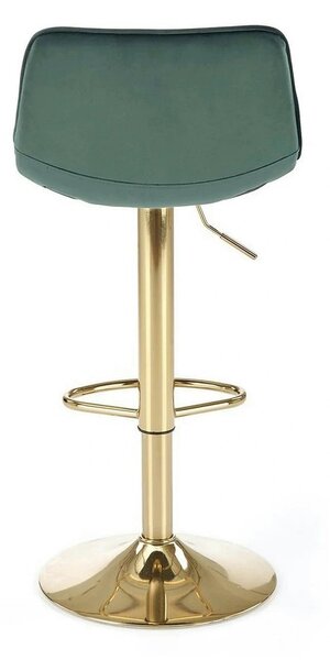Scaun de bar auriu/verde H120, stofa catifelata/otel, 43x44x84/106 cm
