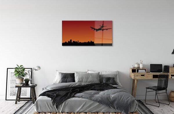 Tablouri pe sticlă avion cer