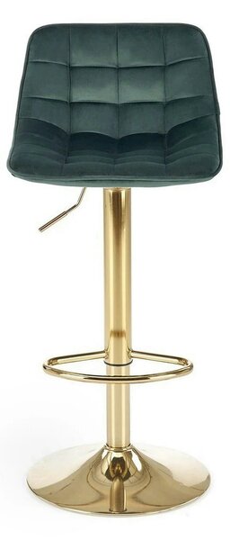 Scaun de bar auriu/verde H120, stofa catifelata/otel, 43x44x84/106 cm