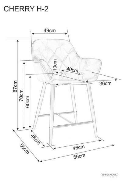 Scaun pentru bar CHERRY H-2, bej, 56x40x87 cm