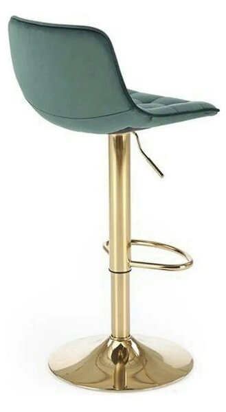 Scaun de bar auriu/verde H120, stofa catifelata/otel, 43x44x84/106 cm