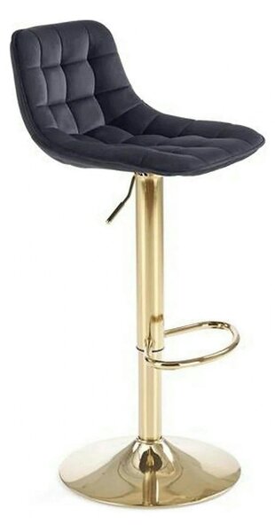 Scaun de bar auriu H120, stofa catifelata/otel, 43x44x84/106 cm