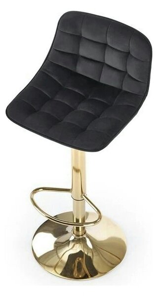 Scaun de bar auriu H120, stofa catifelata/otel, 43x44x84/106 cm