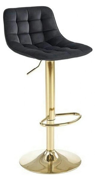 Scaun de bar auriu H120, stofa catifelata/otel, 43x44x84/106 cm