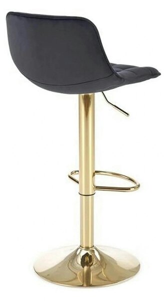 Scaun de bar auriu H120, stofa catifelata/otel, 43x44x84/106 cm