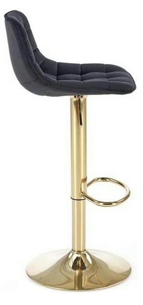 Scaun de bar auriu H120, stofa catifelata/otel, 43x44x84/106 cm