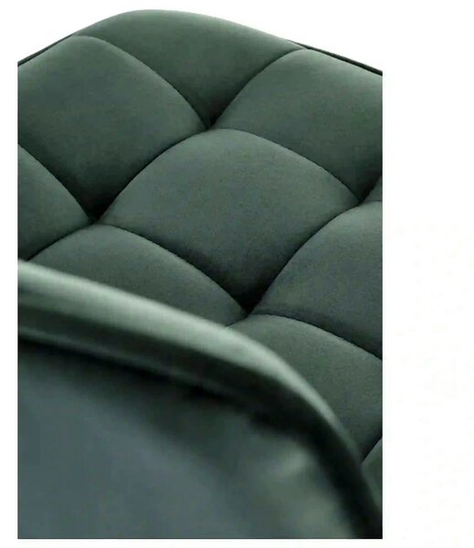 Scaun de bar auriu/verde H120, stofa catifelata/otel, 43x44x84/106 cm