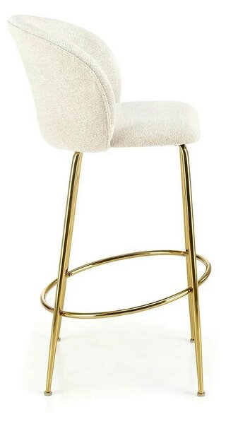 Scaun de bar auriu H116, stofa bucle/otel, 50x59x101 cm