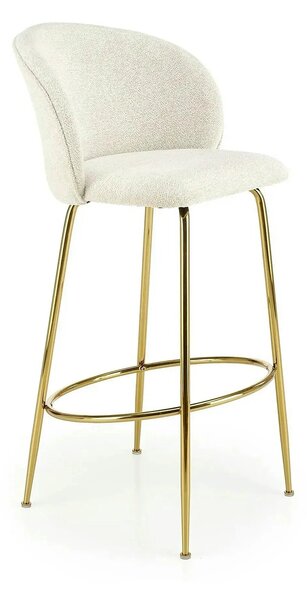 Scaun de bar auriu H116, stofa bucle/otel, 50x59x101 cm