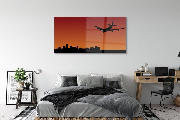 Tablouri pe sticlă avion cer