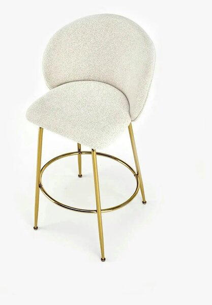 Scaun de bar auriu H116, stofa bucle/otel, 50x59x101 cm