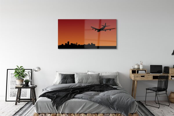 Tablouri pe sticlă avion cer