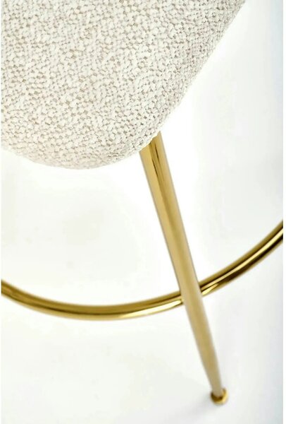 Scaun de bar auriu H116, stofa bucle/otel, 50x59x101 cm