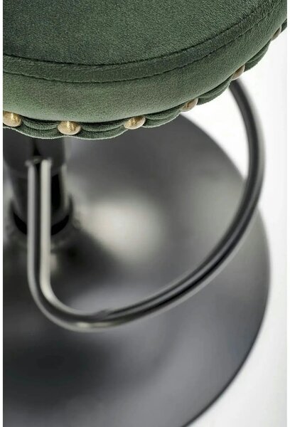 Scaun bar H117, verde/negru, stofa catifelata/otel, 47x52x96/118 cm