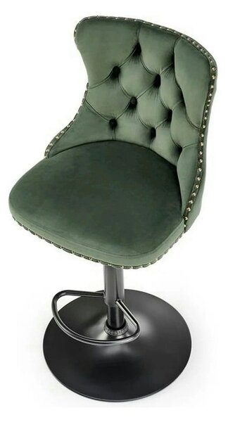 Scaun bar H117, verde/negru, stofa catifelata/otel, 47x52x96/118 cm