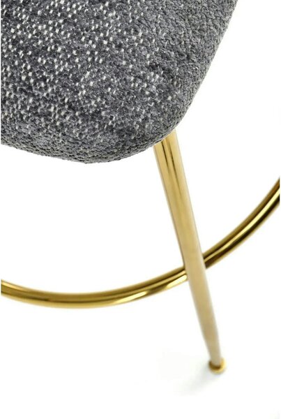 Scaun bar H116, gri/auriu, stofa bucle/otel, 50x59x101 cm