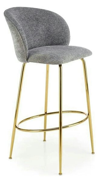Scaun bar H116, gri/auriu, stofa bucle/otel, 50x59x101 cm