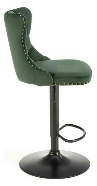 Scaun bar H117, verde/negru, stofa catifelata/otel, 47x52x96/118 cm