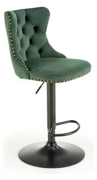 Scaun bar H117, verde/negru, stofa catifelata/otel, 47x52x96/118 cm