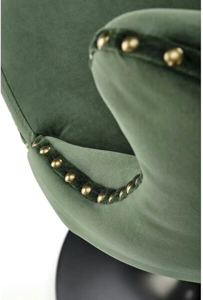 Scaun bar H117, verde/negru, stofa catifelata/otel, 47x52x96/118 cm