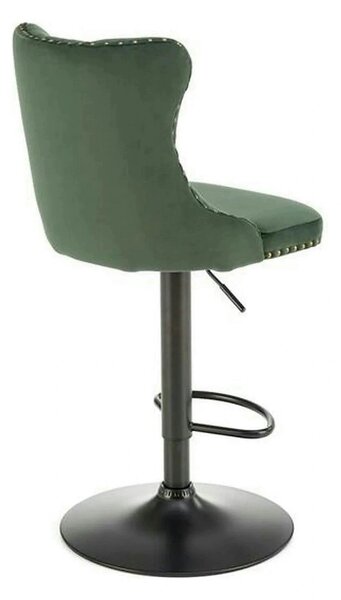 Scaun bar H117, verde/negru, stofa catifelata/otel, 47x52x96/118 cm