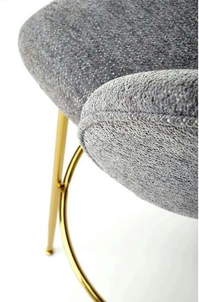 Scaun bar H116, gri/auriu, stofa bucle/otel, 50x59x101 cm