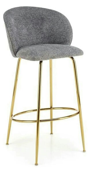 Scaun bar H116, gri/auriu, stofa bucle/otel, 50x59x101 cm
