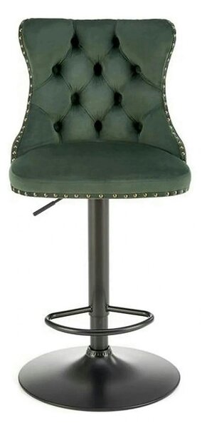 Scaun bar H117, verde/negru, stofa catifelata/otel, 47x52x96/118 cm