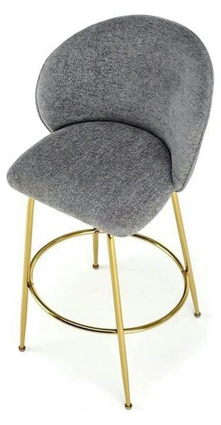 Scaun bar H116, gri/auriu, stofa bucle/otel, 50x59x101 cm