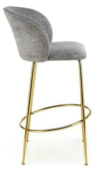 Scaun bar H116, gri/auriu, stofa bucle/otel, 50x59x101 cm