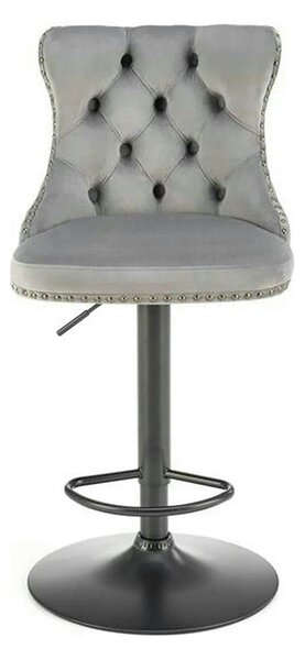 Scaun bar H117, gri/negru, stofa catifelata/otel, 47x52x96/118 cm