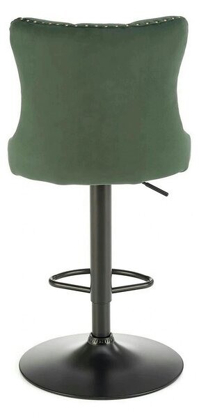 Scaun bar H117, verde/negru, stofa catifelata/otel, 47x52x96/118 cm