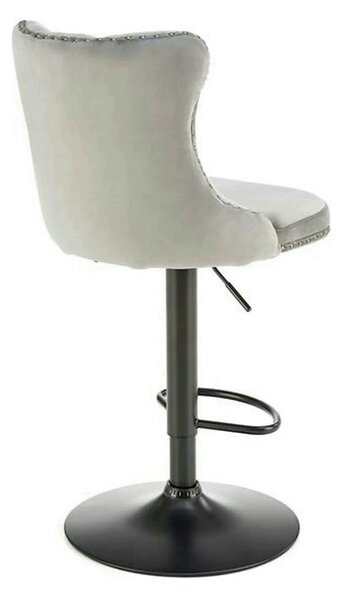 Scaun bar H117, gri/negru, stofa catifelata/otel, 47x52x96/118 cm