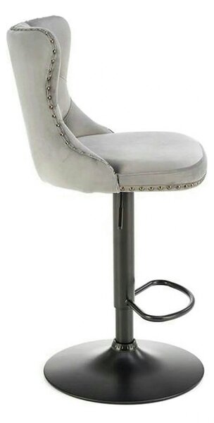 Scaun bar H117, gri/negru, stofa catifelata/otel, 47x52x96/118 cm