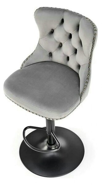 Scaun bar H117, gri/negru, stofa catifelata/otel, 47x52x96/118 cm